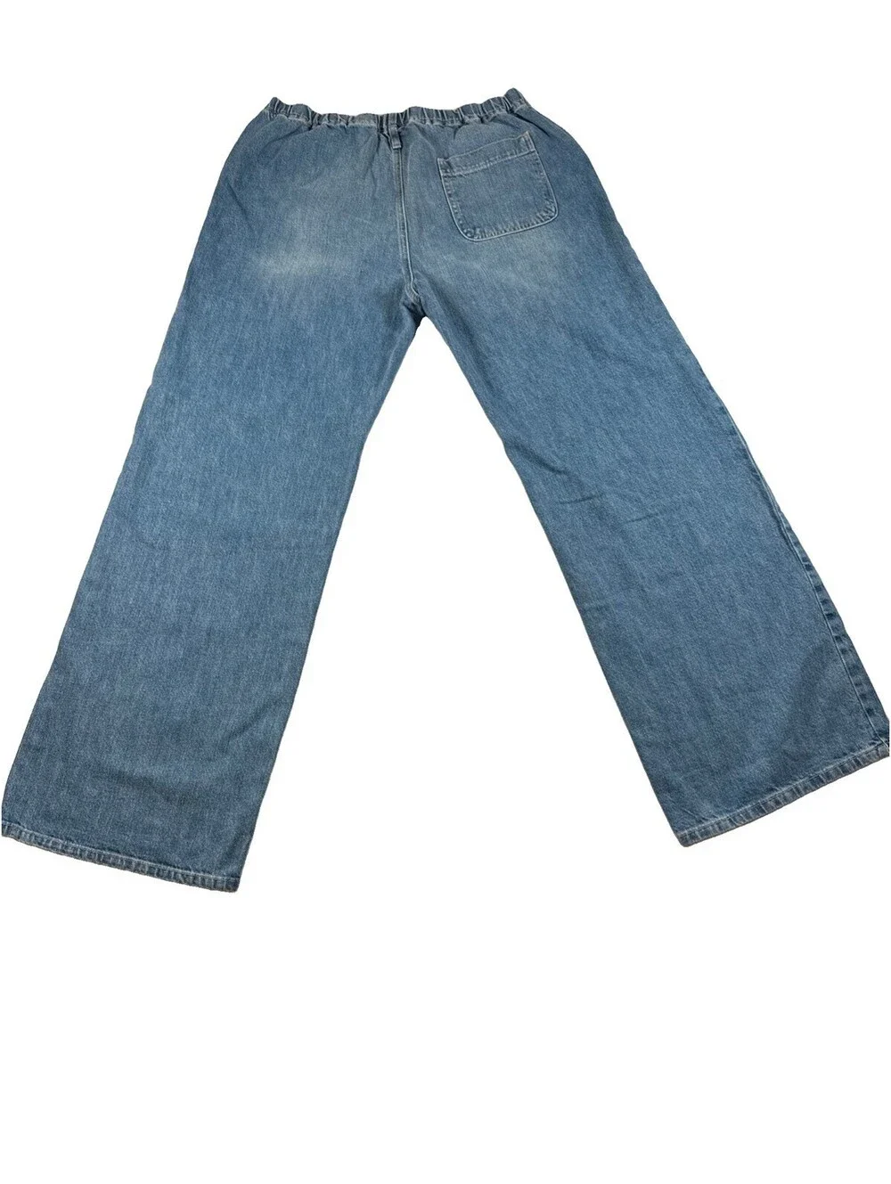 Zara Womens Wide Leg Denim Pullon Jean Pants HIppie Boho Size US 12 Pre Owned